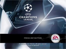 Title screen of UEFA Champions League 2004-2005 on the Nintendo GameCube.