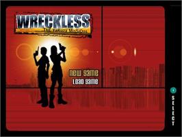 Title screen of Wreckless: The Yakuza Missions on the Nintendo GameCube.