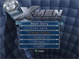 Title screen of X-Men: Legends on the Nintendo GameCube.