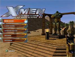 Title screen of X-Men: Legends II - Rise of Apocalypse on the Nintendo GameCube.
