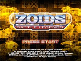 Title screen of Zoids: Battle Legends on the Nintendo GameCube.