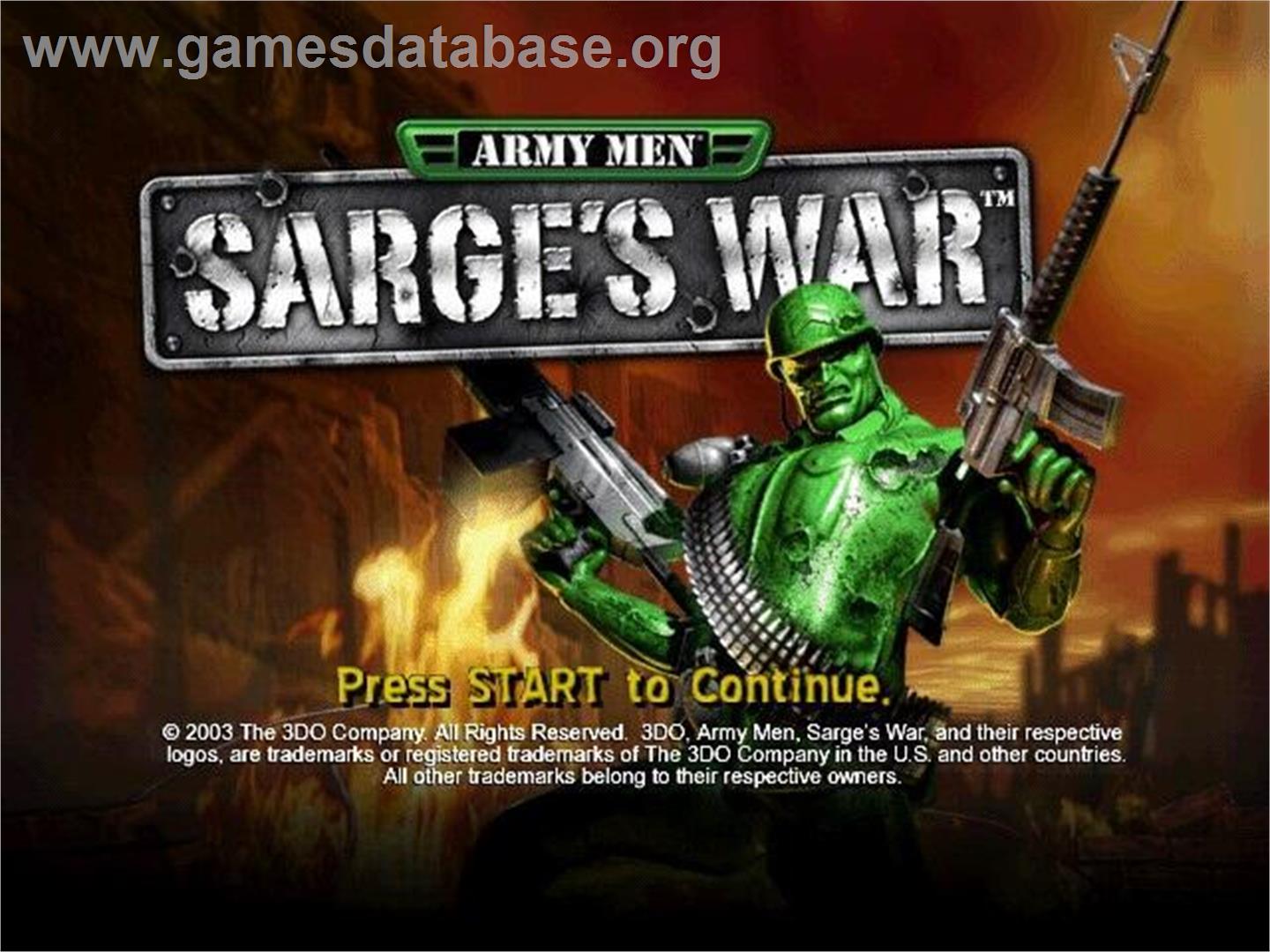 Army Men: Sarge's War - Nintendo GameCube - Artwork - Title Screen