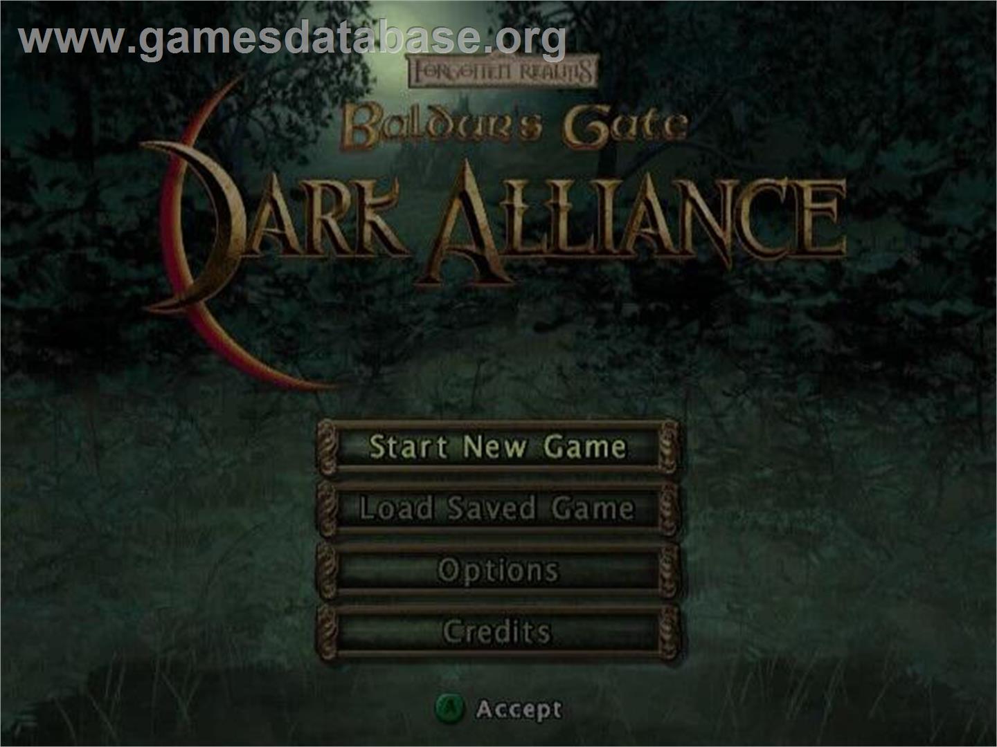 Baldur's Gate - Dark Alliance - Nintendo GameCube - Artwork - Title Screen