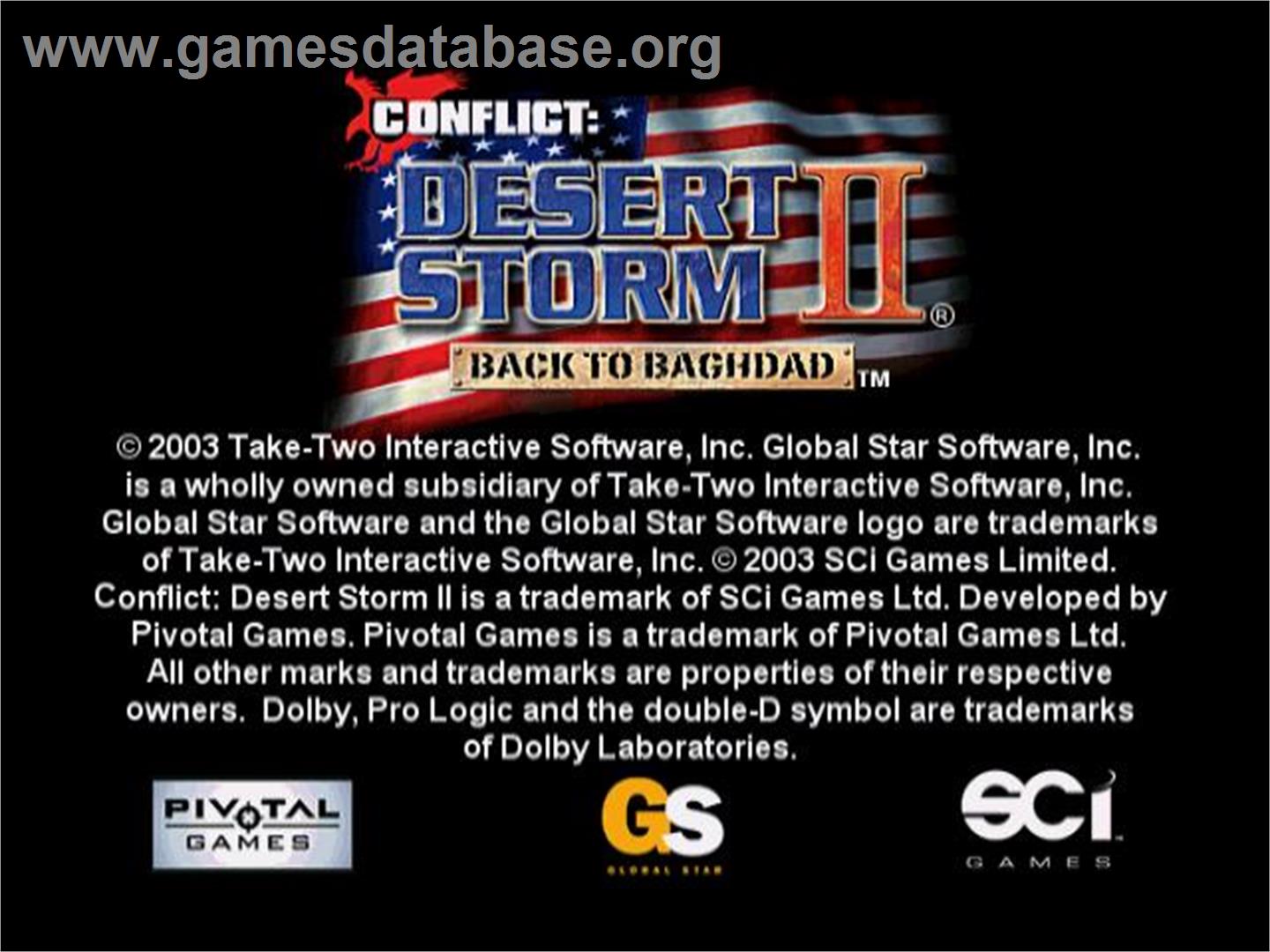 Conflict: Desert Storm II: Back to Baghdad - Nintendo GameCube - Artwork - Title Screen