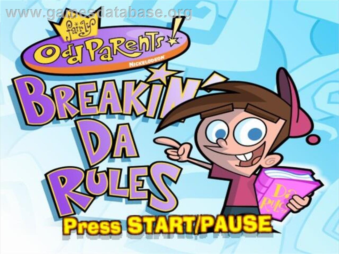 Fairly Odd Parents! - Breakin' Da Rules, The - Nintendo GameCube - Artwork - Title Screen