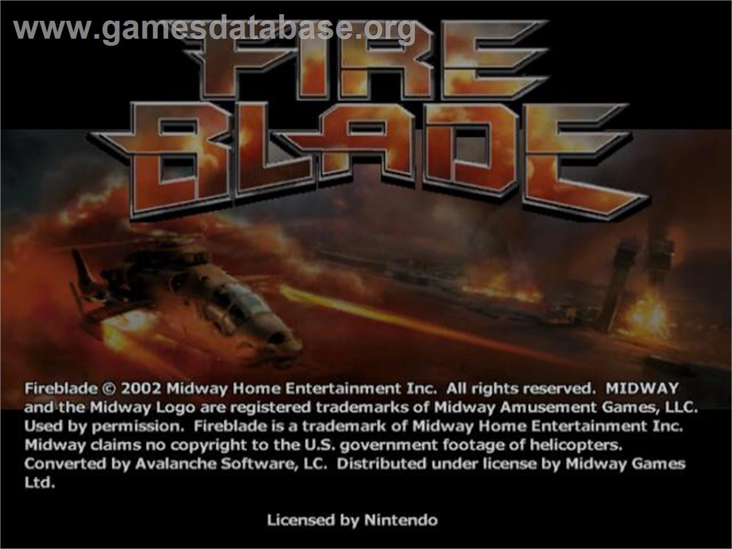 Fireblade - Nintendo GameCube - Artwork - Title Screen