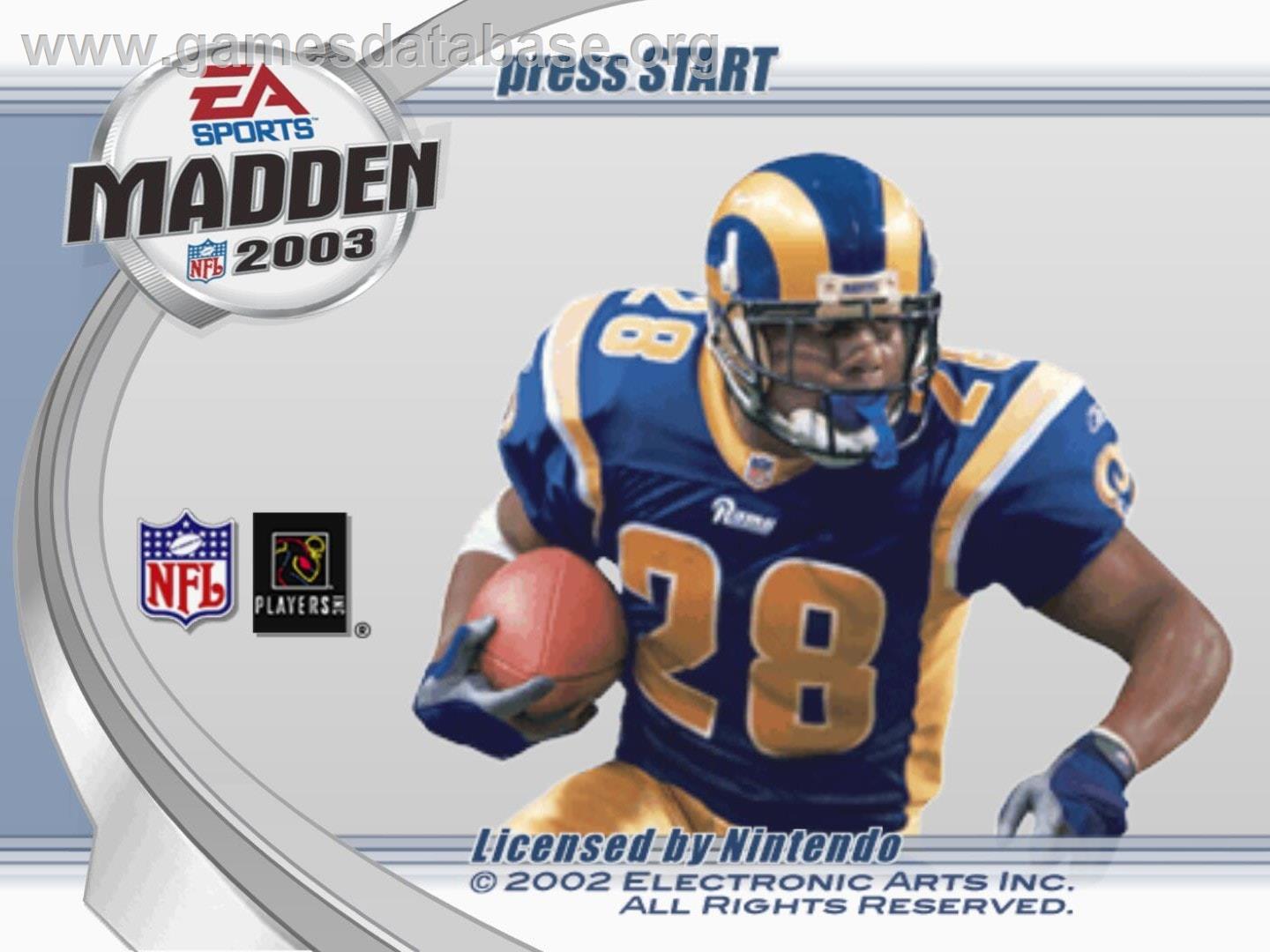 Madden NFL 2003 - Nintendo GameCube - Artwork - Title Screen