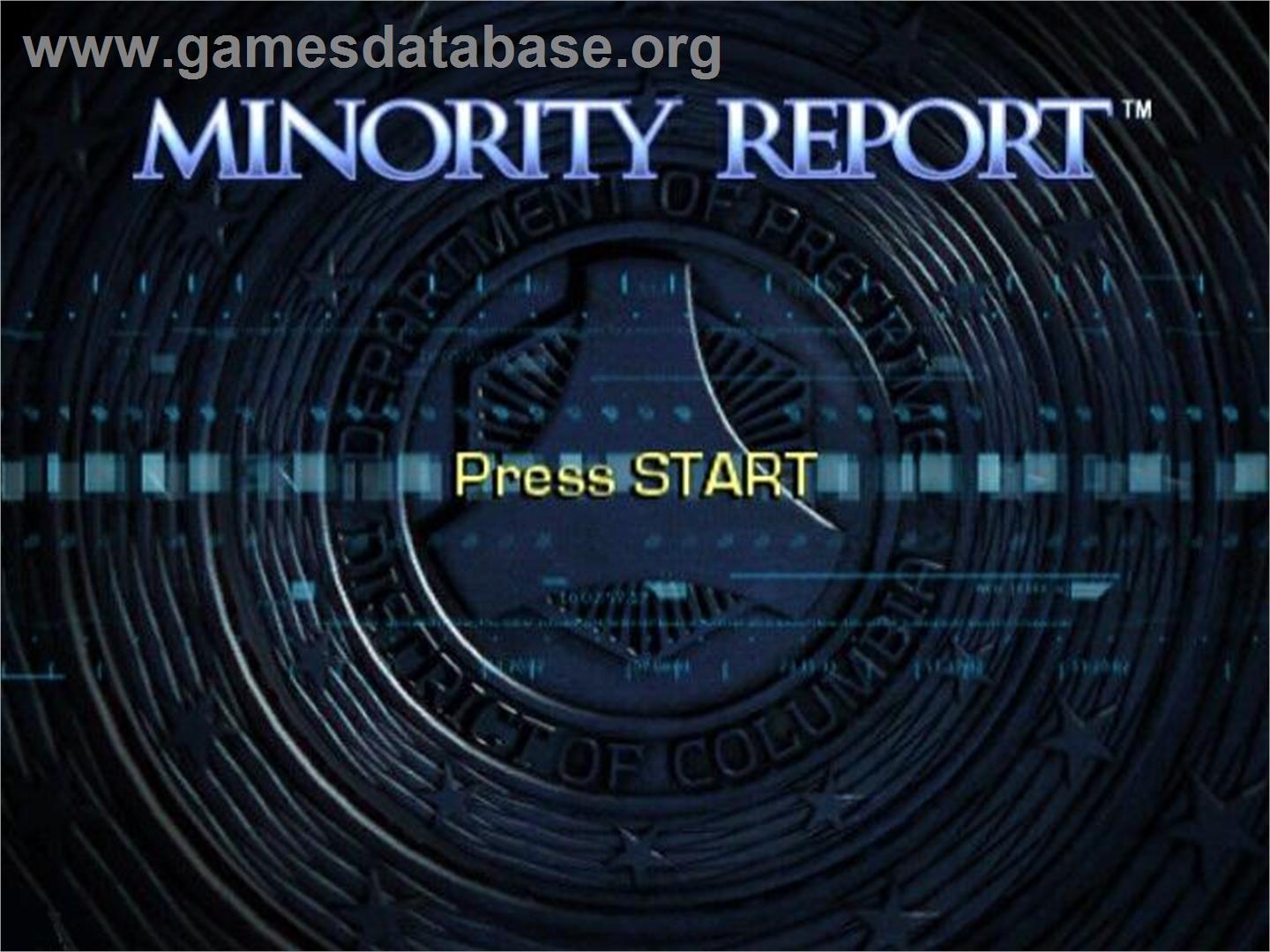 Minority Report: Everybody Runs - Nintendo GameCube - Artwork - Title Screen