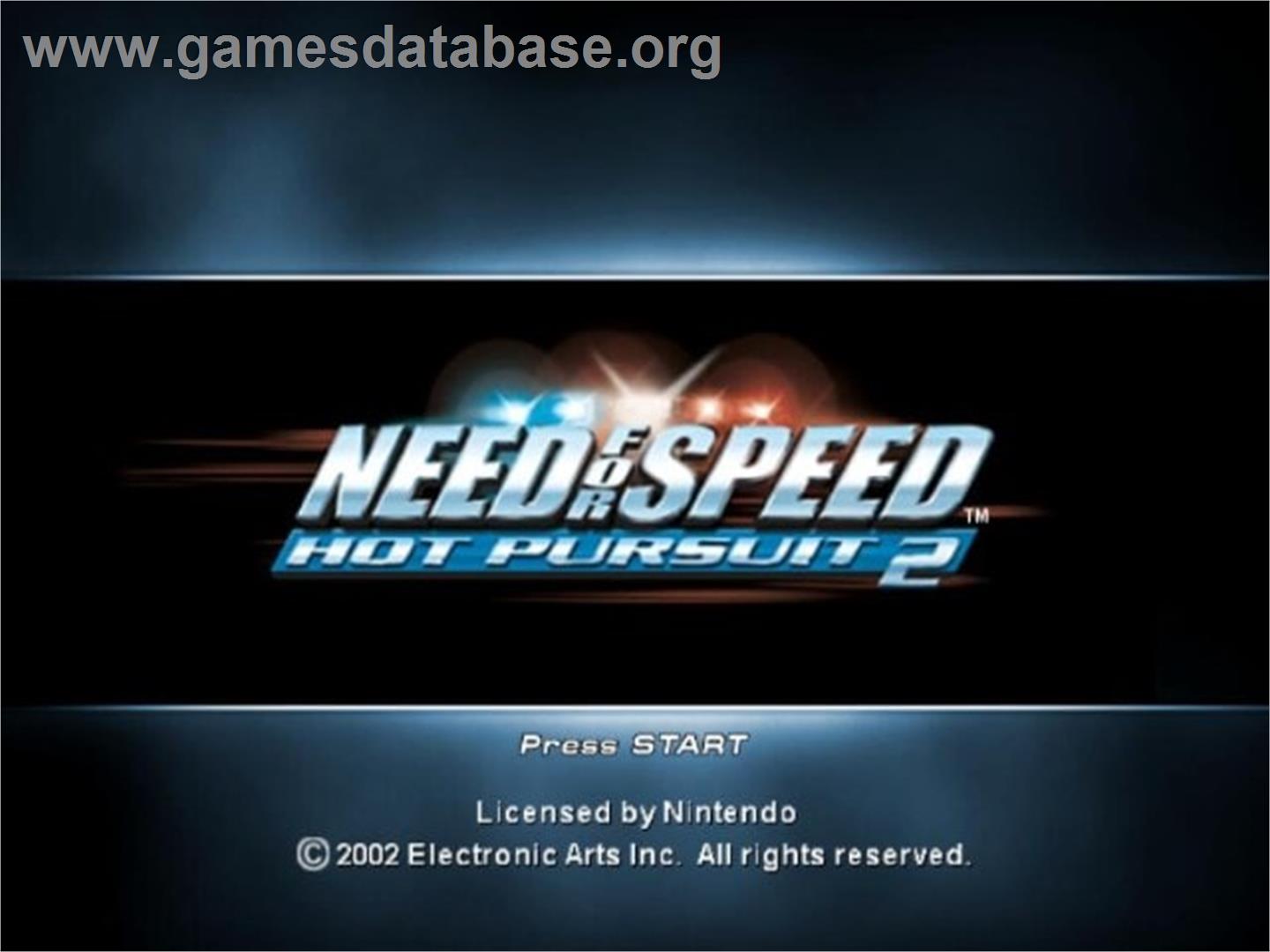 Need for Speed: Hot Pursuit 2 - Nintendo GameCube - Artwork - Title Screen