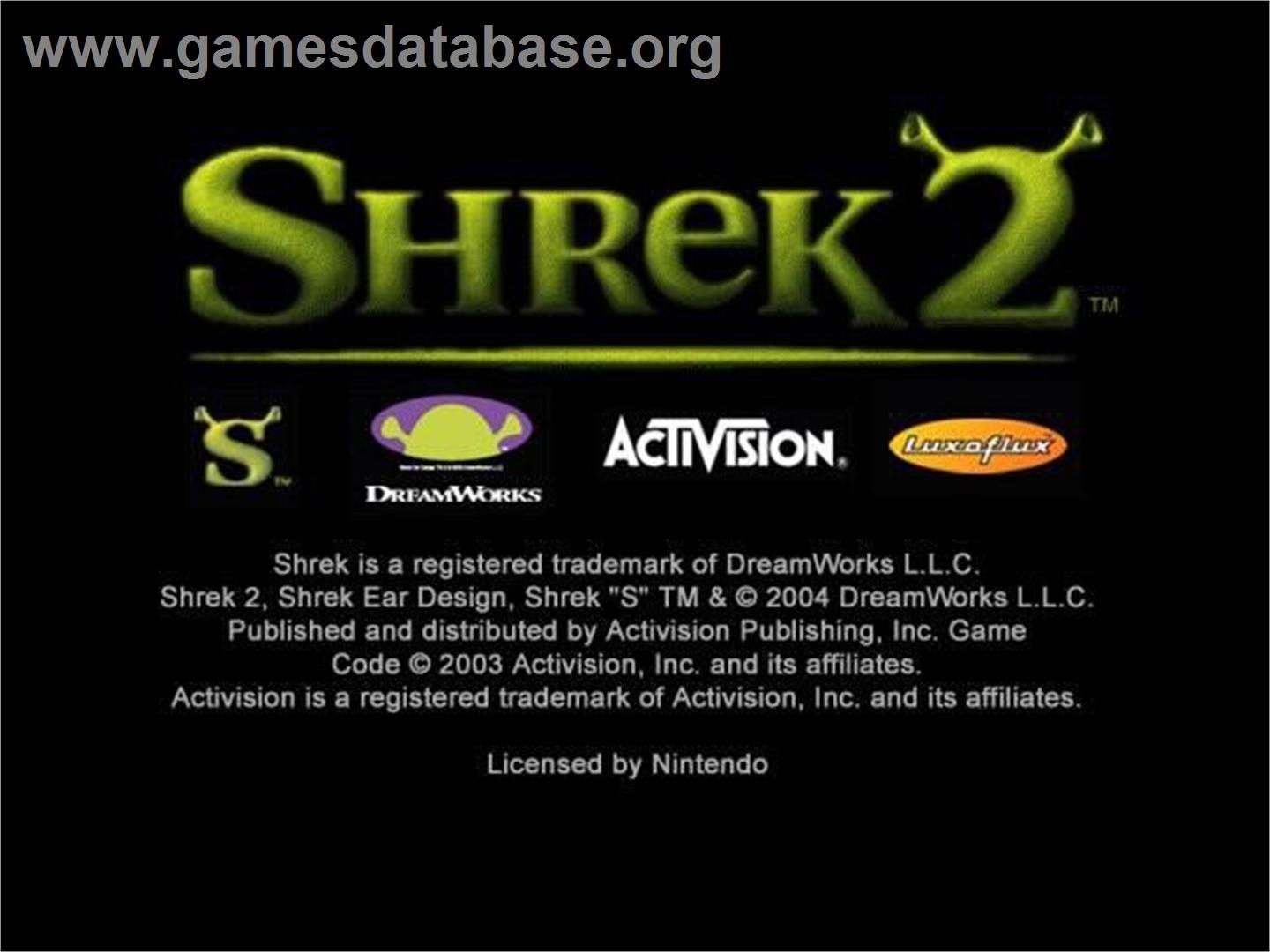 Shrek 2 - Nintendo GameCube - Artwork - Title Screen