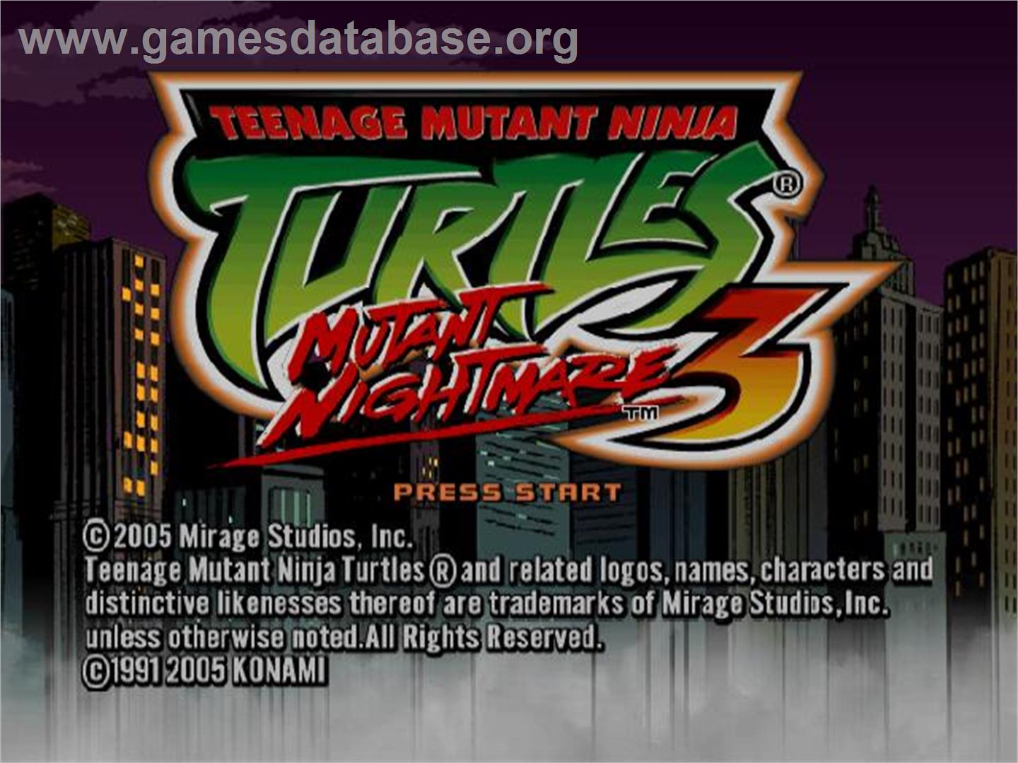 Teenage Mutant Ninja Turtles 3: Mutant Nightmare - Nintendo GameCube - Artwork - Title Screen
