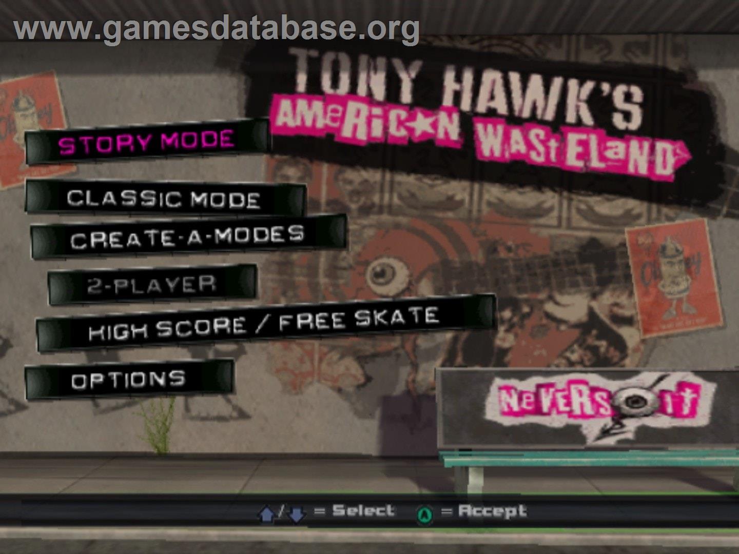 Tony Hawk's American Wasteland - Nintendo GameCube - Artwork - Title Screen