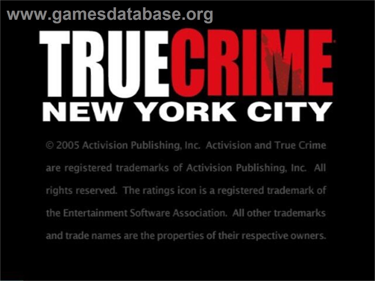 True Crime: New York City - Nintendo GameCube - Artwork - Title Screen