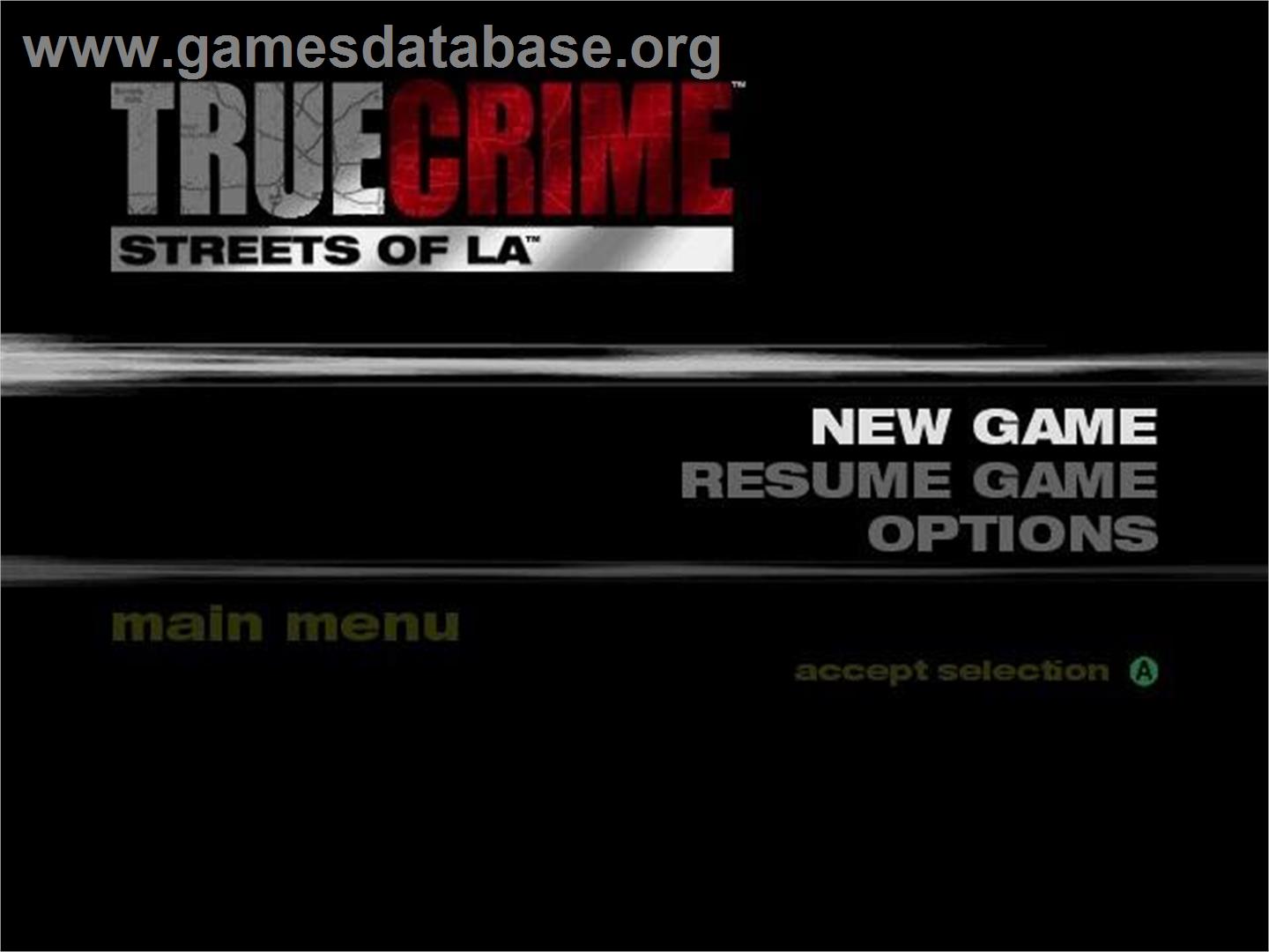 True Crime: Streets of LA - Nintendo GameCube - Artwork - Title Screen
