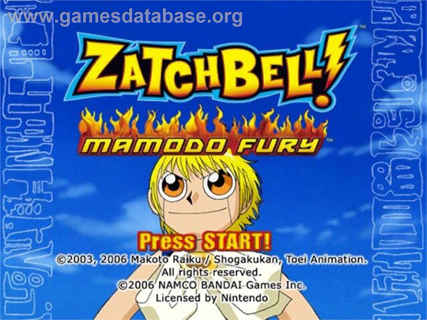 Zatchbell! - Mamodo Fury - Nintendo GameCube - Artwork - Title Screen
