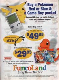 Advert for Pokemon - Blue Version on the Nintendo Super Gameboy.