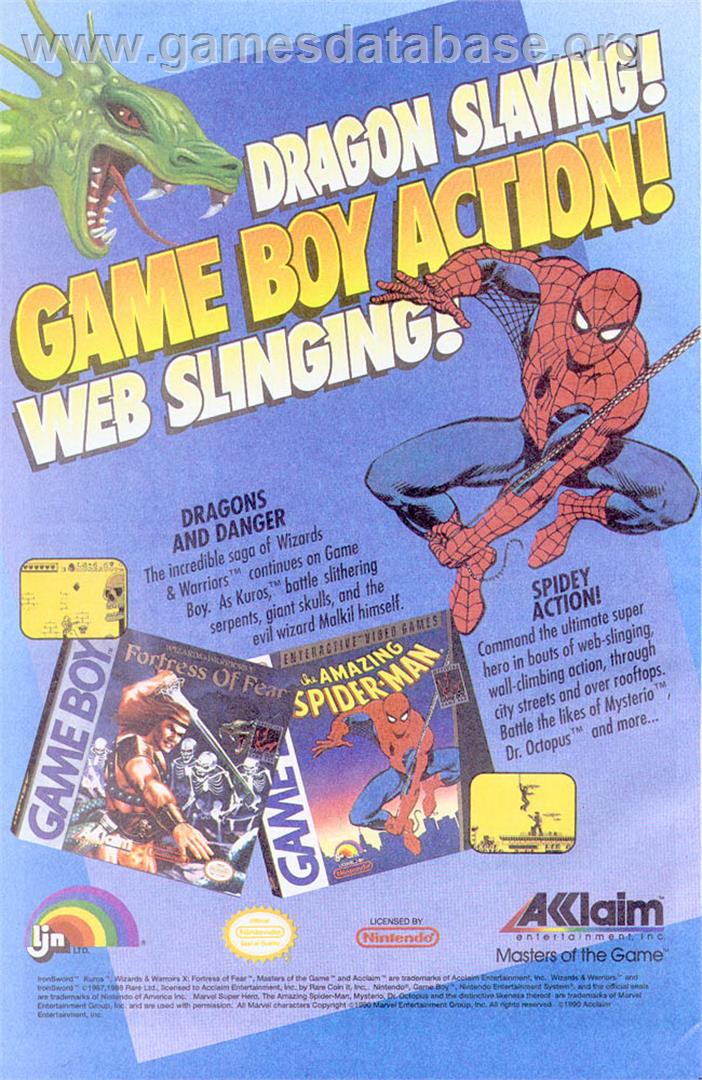 Amazing Spider-man, The - Nintendo Game Boy - Artwork - Advert