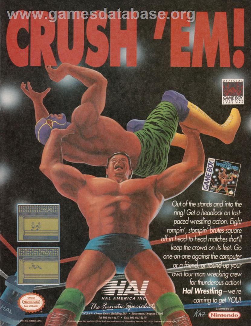 Hal Wrestling - Nintendo Game Boy - Artwork - Advert
