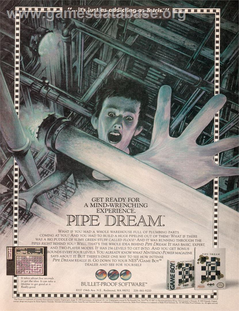 Pipe Dream - Nintendo Game Boy - Artwork - Advert