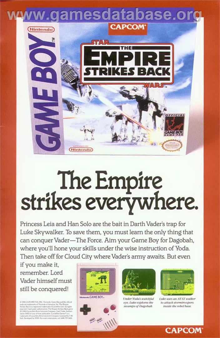 Star Wars: The Empire Strikes Back - Nintendo Game Boy - Artwork - Advert
