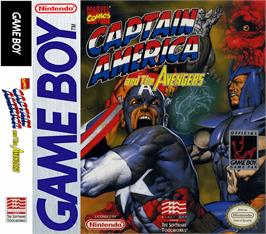 Box cover for Captain America and The Avengers on the Nintendo Game Boy.