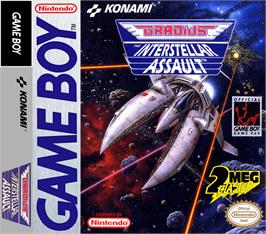 Box cover for Gradius: The Interstellar Assault on the Nintendo Game Boy.