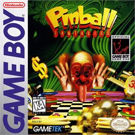 Box cover for Pinball Fantasies on the Nintendo Game Boy.