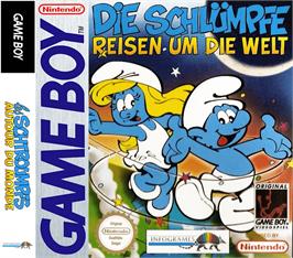 Box cover for Smurfs Travel the World on the Nintendo Game Boy.