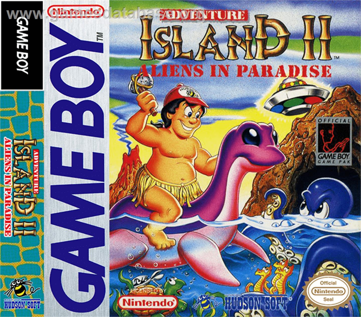 Adventure Island II - Aliens in Paradise - Nintendo Game Boy - Artwork - Box