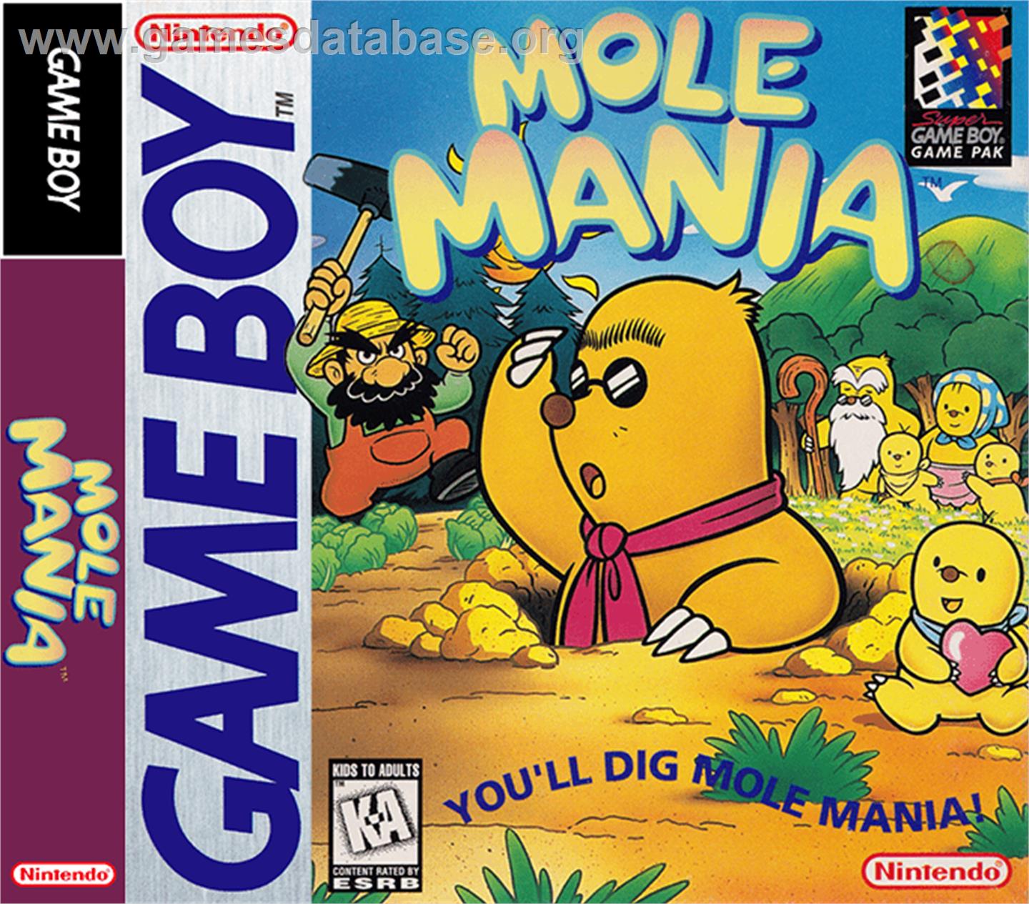 Mole Mania - Nintendo Game Boy - Artwork - Box