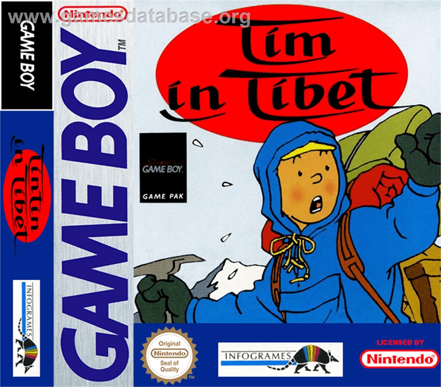 Tintin in Tibet - Nintendo Game Boy - Artwork - Box