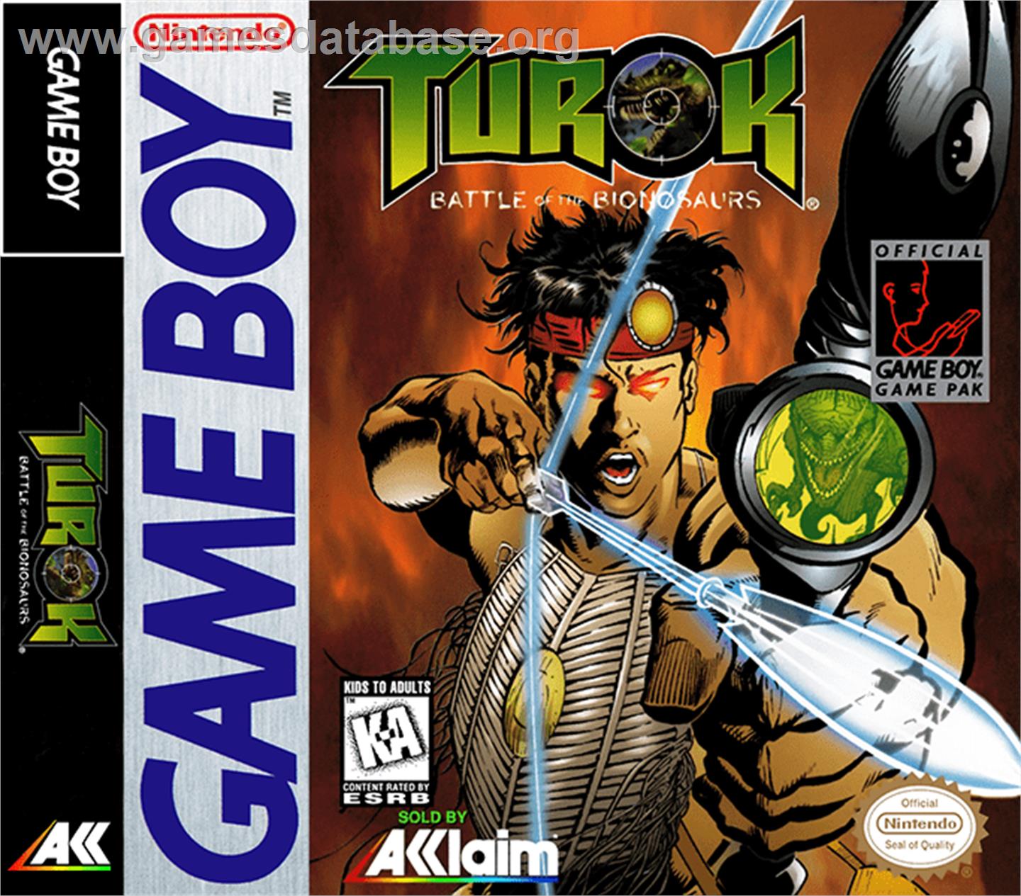 Turok: Battle of the Bionosaurs - Nintendo Game Boy - Artwork - Box