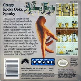 Box back cover for Addams Family, The on the Nintendo Game Boy.