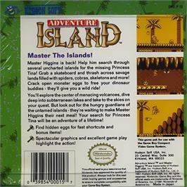 Box back cover for Adventure Island on the Nintendo Game Boy.