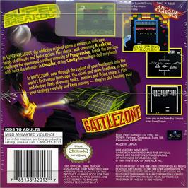 Box back cover for Arcade Classics - Battlezone And Super Breakout on the Nintendo Game Boy.