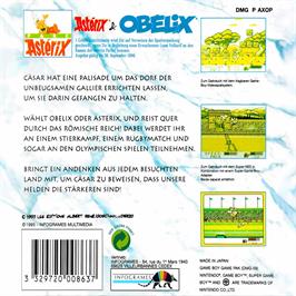 Box back cover for Astérix And Obélix on the Nintendo Game Boy.