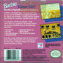 Box back cover for Barbie - Game Girl on the Nintendo Game Boy.