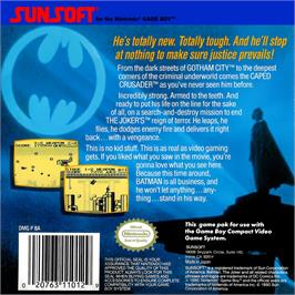 Box back cover for Batman - The Video Game on the Nintendo Game Boy.