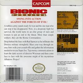 Box back cover for Bionic Commando on the Nintendo Game Boy.