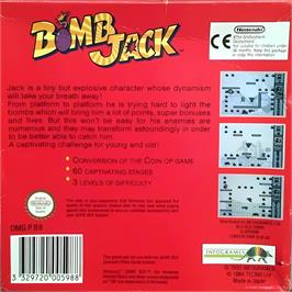 Box back cover for Bomb Jack on the Nintendo Game Boy.