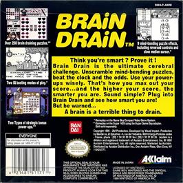 Box back cover for Brain Drain on the Nintendo Game Boy.