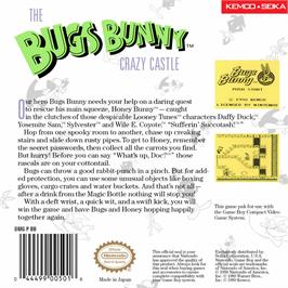 Box back cover for Bugs Bunny Crazy Castle, The on the Nintendo Game Boy.