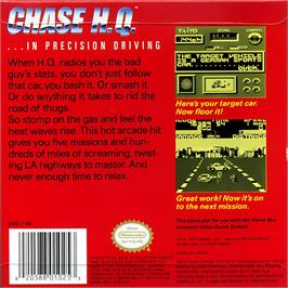 Box back cover for Chase H.q. on the Nintendo Game Boy.