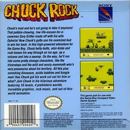Box back cover for Chuck Rock on the Nintendo Game Boy.