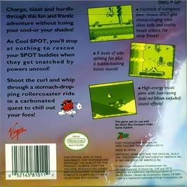 Box back cover for Cool Spot on the Nintendo Game Boy.