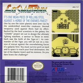 Box back cover for Cosmo Tank on the Nintendo Game Boy.