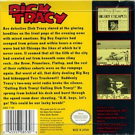 Box back cover for Dick Tracy on the Nintendo Game Boy.