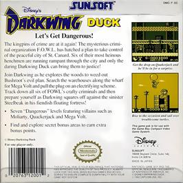 Box back cover for Disney's Darkwing Duck on the Nintendo Game Boy.