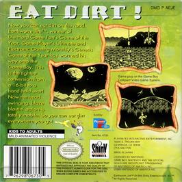 Box back cover for Earthworm Jim on the Nintendo Game Boy.