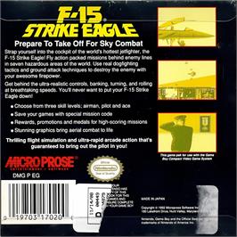 Box back cover for F-15 Strike Eagle on the Nintendo Game Boy.